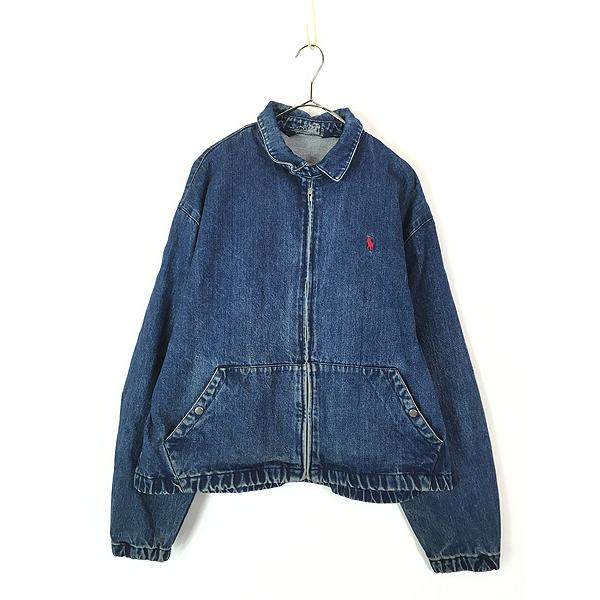 古着 90s Polo Ralph Lauren ワンポイント 濃紺 デニム スウィング 