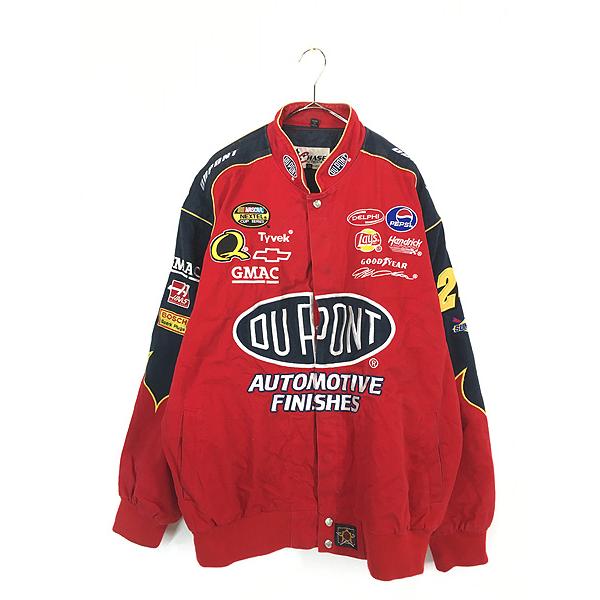 古着 90s CHASE 「DUPONT」 ファイヤー パターン 企業 刺しゅう