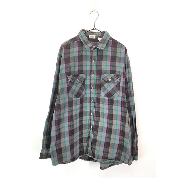 古着 90s FIVE BROTHER Tallman ダーク チェック ヘビー フランネル