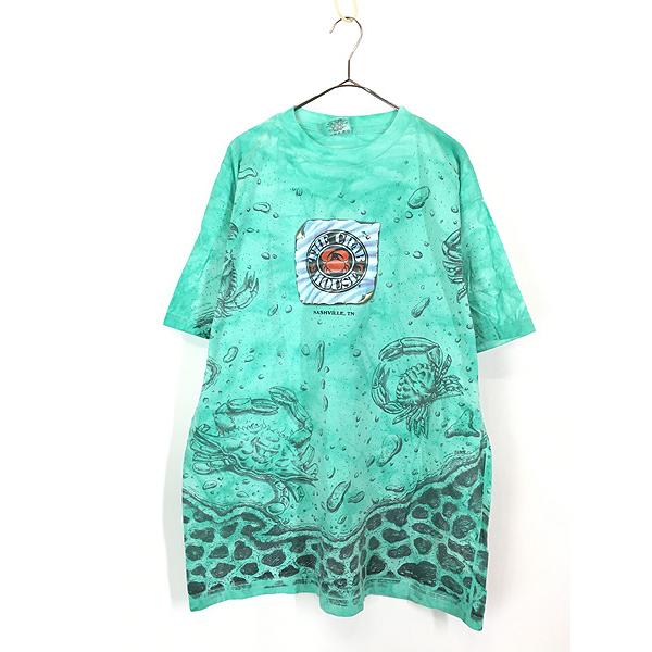 古着 90s THE CRAB HOUSE カニ オールオーバー オーバーダイ Tシャツ