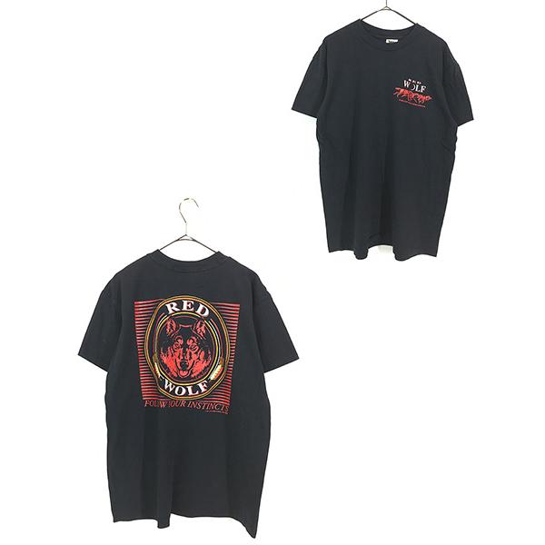 古着 90s USA製 Budweiser RED WOLF オオカミ ウルフ 両面 古着 90s USA製 Budweiser RED WOLF オオカミ ウルフ 両面