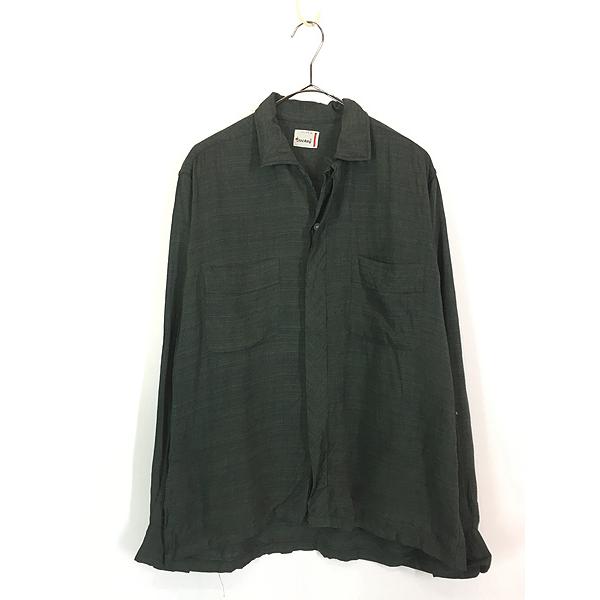 古着 60s Jockey 比翼 & 開襟 デザイン レーヨン ボックス シャツ