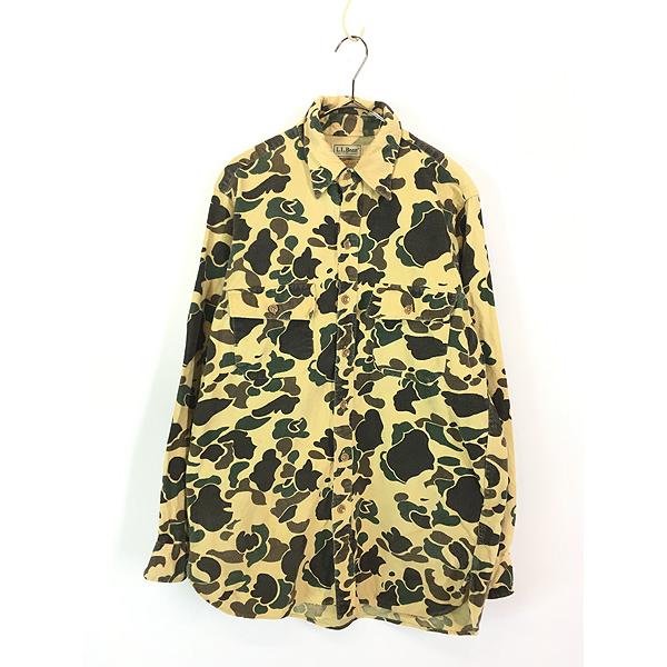 古着 80s USA製 LL Bean ダックハンター カモ 迷彩 フランネル シャツ