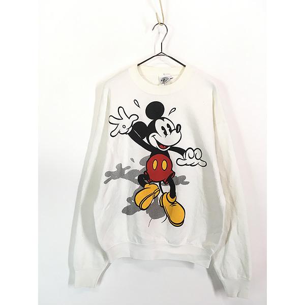古着 90s USA製 Disney ハンズアップ ミッキー スウェット トレーナー