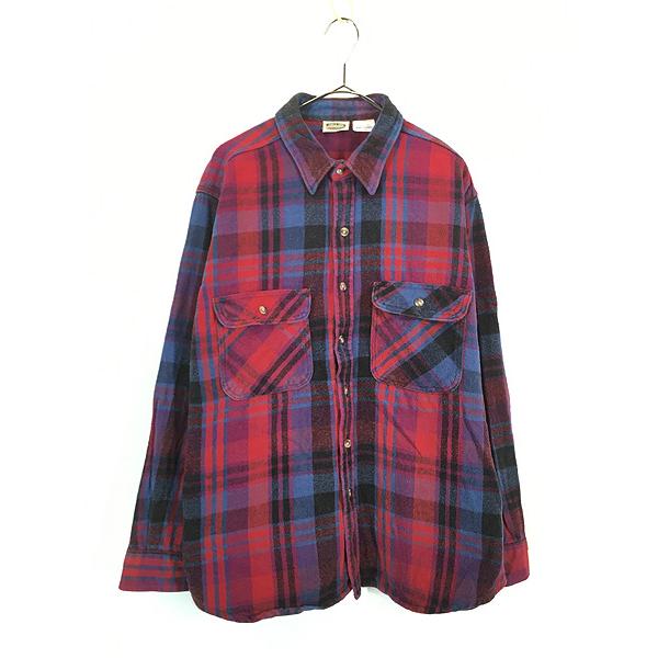 古着 90s FIVE BROTHER カラフル チェック ヘビー フランネル コットン