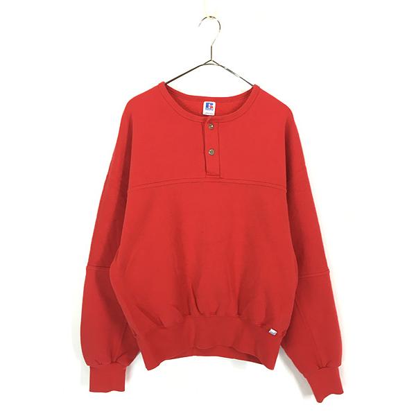 古着 80s USA製 Russell ハーフボタン プルオーバー スウェット フットボール トレーナー L 古着 80s USA製 Russell ハーフボタン プルオーバー スウェット