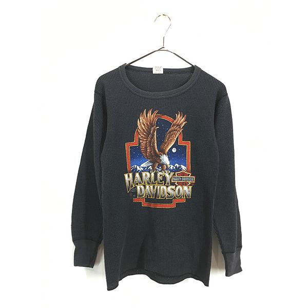 古着 80s USA製 HARLEY DAVIDSON 3D EMBLEM イーグル ワッフル 