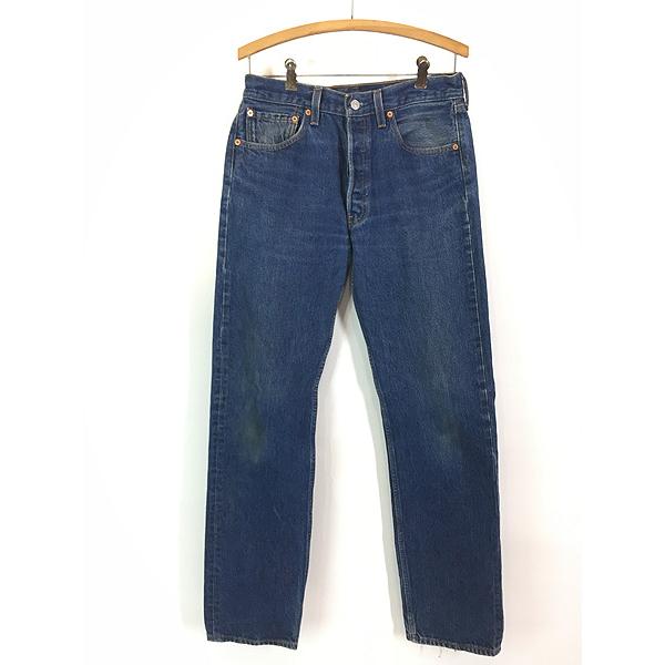 【中古】Levi's 90s USA製 ヴィンテージ 501-0115 デニムパンツ ジーンズ ストレート W28 L34 S インディゴ 青 古着 90s USA製 Levi's 501-0115 濃紺 ブルー デニム パンツ ジーンズ