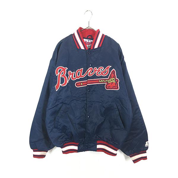 Atlanta Braves スタジャン　90年代 古着 90s MLB Atlanta Braves ブレーブス 光沢 サテン パデット
