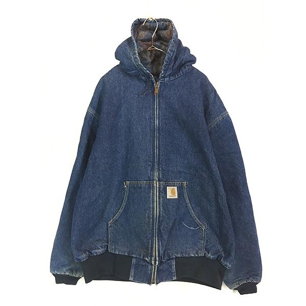 古着 80s USA製 Carhartt 裏地 ネイティブ柄 ブランケット 濃紺 デニム