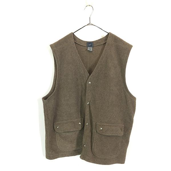 古着 90s GAP パイル フリース カーディガン ベスト XL : 古着屋