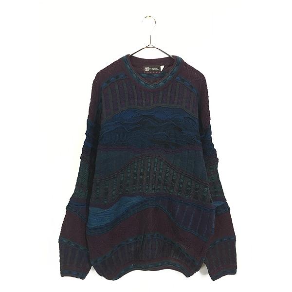 古着 90s Canada製 TUNDRA 3D ランダム ボーダー コットン