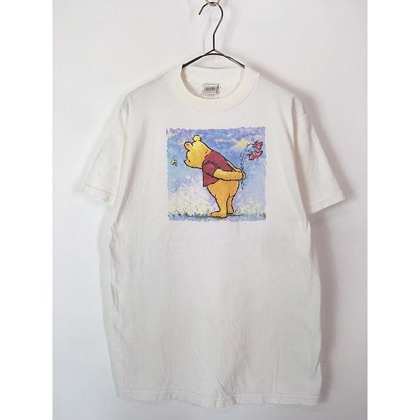 90年代　シングルステッチ　くまのプーさん　ディズニー　Tシャツ　アート 未使用】 90s USA製 ディズニー くまのプーさん Tシャツ S M 黒
