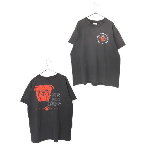 古着 90s USA製 「RED DOG」 犬 ブルドッグ BIG フェイス プリント T 