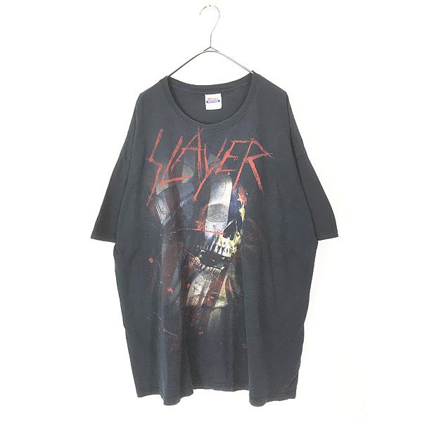 古着 00s SLAYER フラッグ スカル スラッシュ メタル ロック バンド T