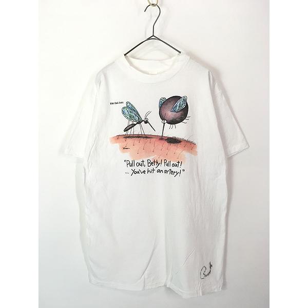 古着 90s USA製 The Far Side 蚊 モスキート ポップ アート Tシャツ L