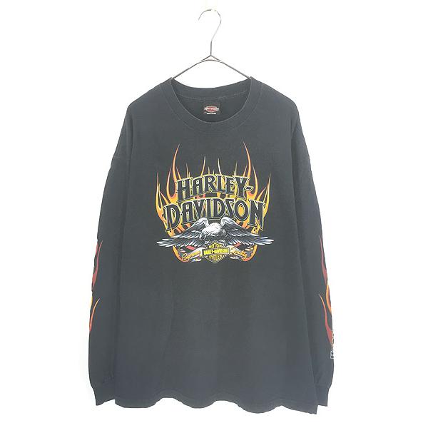 古着 10s HARLEY DAVIDSON イーグル ファイヤー 長袖 Tシャツ ロンT XL