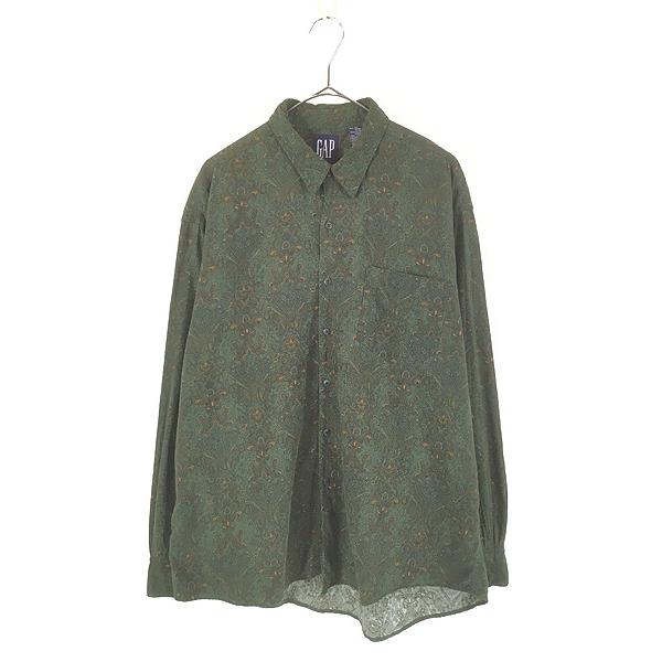 古着 90s GAP ペイズリー オリエンタル 総柄 コットン レーヨン シャツ