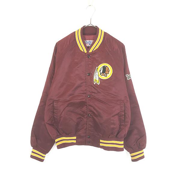 古着 90s USA製 NFL Washington Redskins レッドスキンズ 光沢 サテン スタジャン ジャケット M 古着 90s USA製 NFL Washington Redskins レッドスキンズ 光沢 サテン