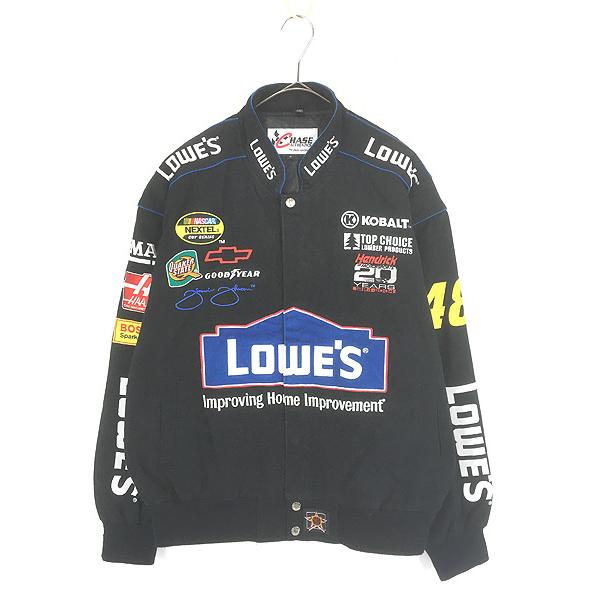 レーシングジャケット　Lowe’s ビンテージ 古着 90s JH Design 「LOWE'S」 ロウズ 企業 刺しゅう レーシング