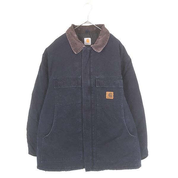 古着 Carhartt ネイビー ダック パデット トラディショナル コート XL位 古着 Carhartt ネイビー ダック パデット トラディショナル コート XL