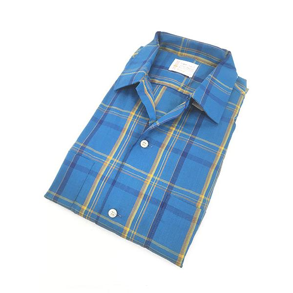 古着 Deadstock!! 60s Towncraft Penneys ブルー チェック 開襟