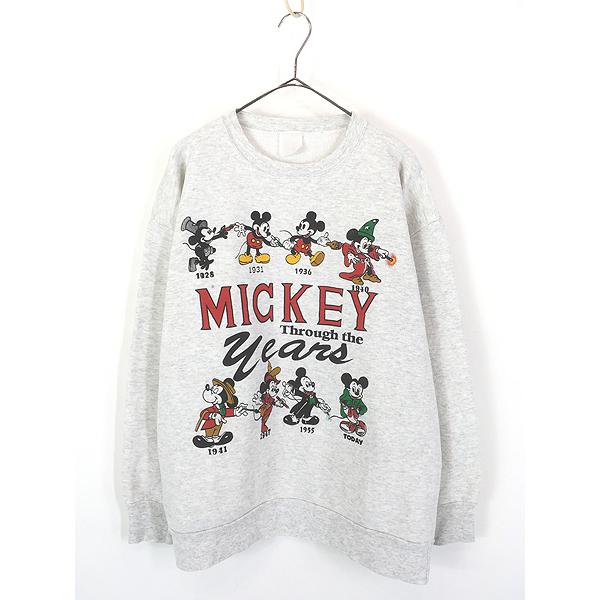 古着 90s USA製 Disney Mickey 「Through The Years」 歴代 ミッキー スウェット トレーナー XL 古着 90s USA製 Disney Mickey 「Through The Years」 歴代 ミッキー