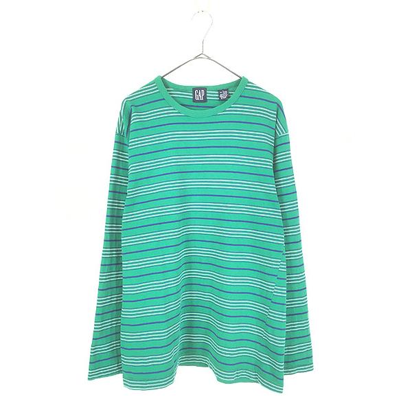 古着 90s USA製 GAP マルチ ボーダー 100%コットン 長袖 Tシャツ ロンT