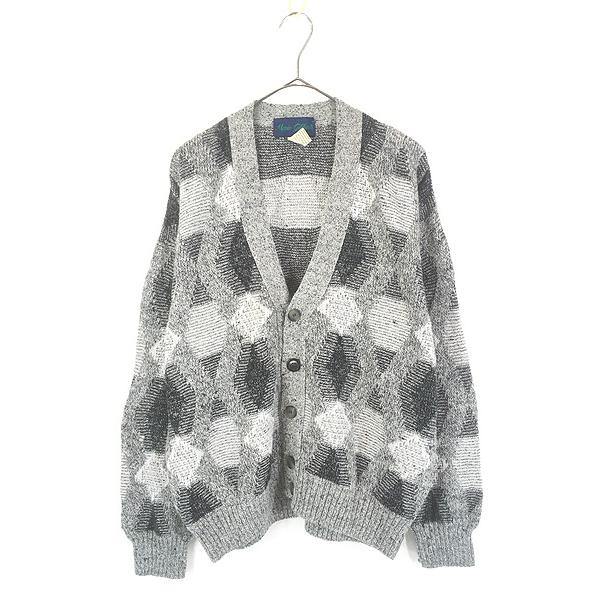 古着 90s Italy製 Mario Gilberti ブラック×グレー×ホワイト ダイヤ