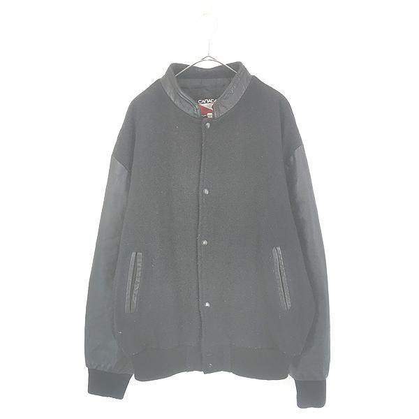 古着 90s Canada製 Canada Sportswear 本革 レザー メルトン ウール