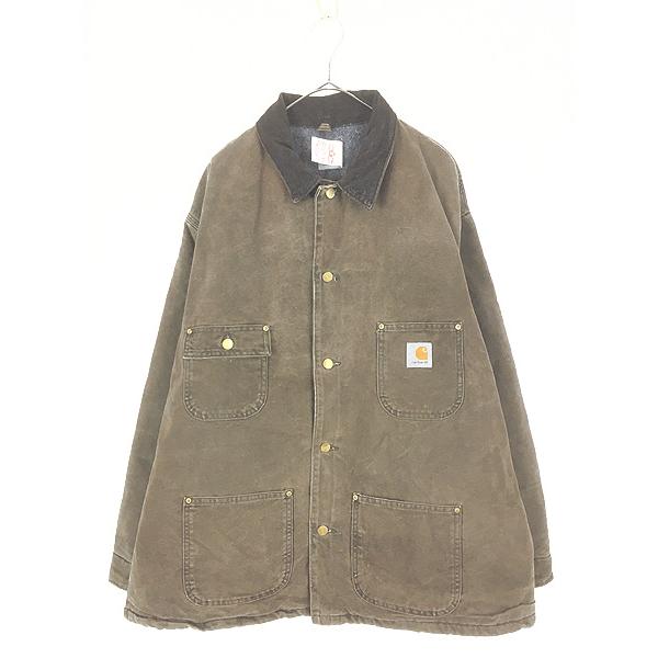 古着 90s USA製 Carhartt 裏地 ストライプ ブランケット ダーク