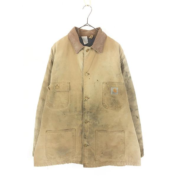 古着 80s- Carhartt 裏地 ストライプ ブランケット ブラウン ダック
