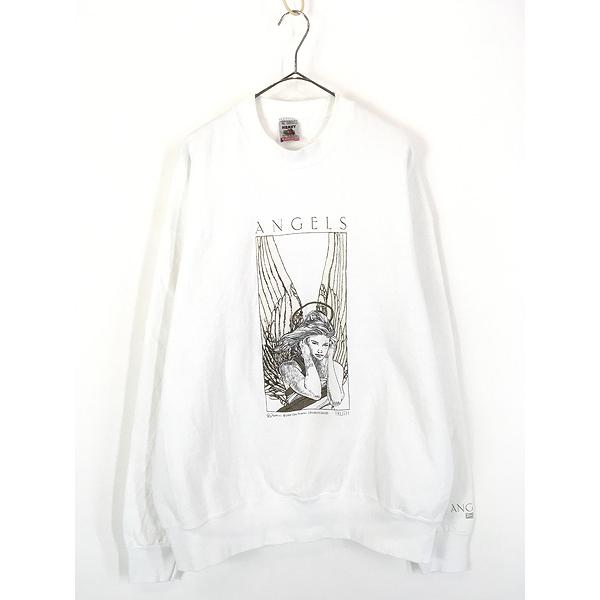 90s Ralph Steadman アート スウェット USA製 古着 90s USA製 Gary Frontier 「ANGELS」 天使 エンジェル ラメ