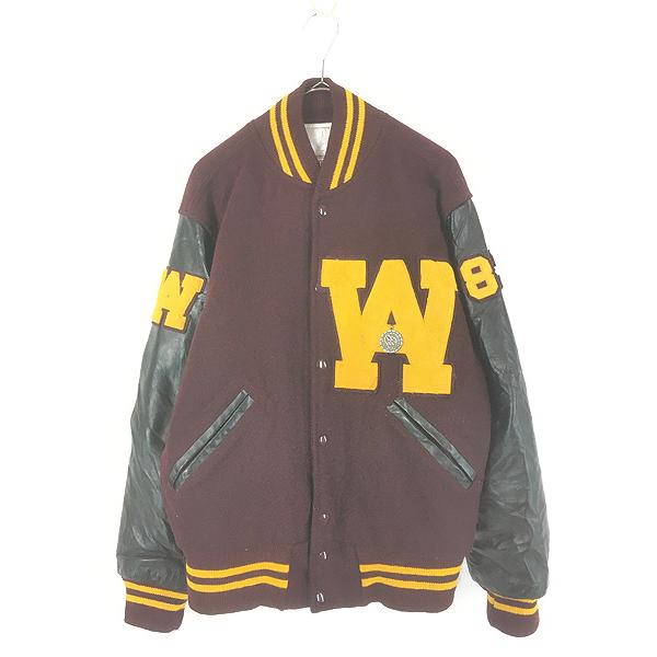 古着 60s SPORT KING 本革 レザー × メルトン ウール スタジアム