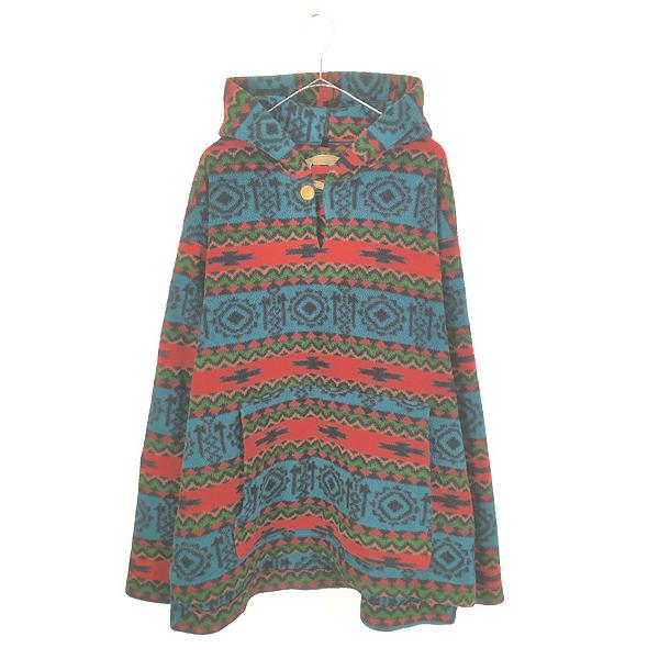 古着 90s USA製 WoolRich ネイティブ ボーダー フーデッド フリース パーカー ジャケット ドラポケ L 古着 90s USA製 WoolRich ネイティブ ボーダー フーデッド フリース