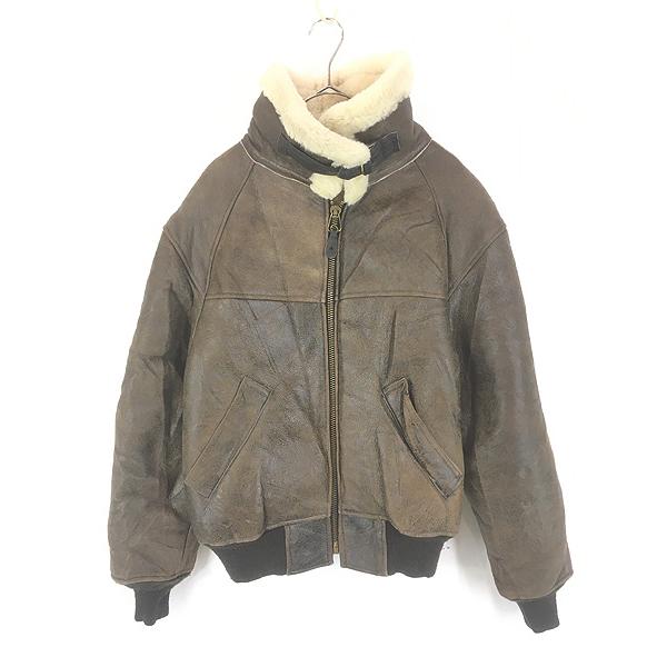 美品 90's 古着 シープスキン ムートン レザーJKT ベージュ L 即決 スペイン製 COSEIN メンズL ムートンコート コサイン キャメル
