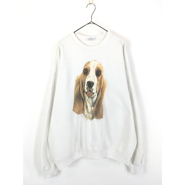 古着 00s 犬 バセット ハウンド アニマル スウェット トレーナー XL