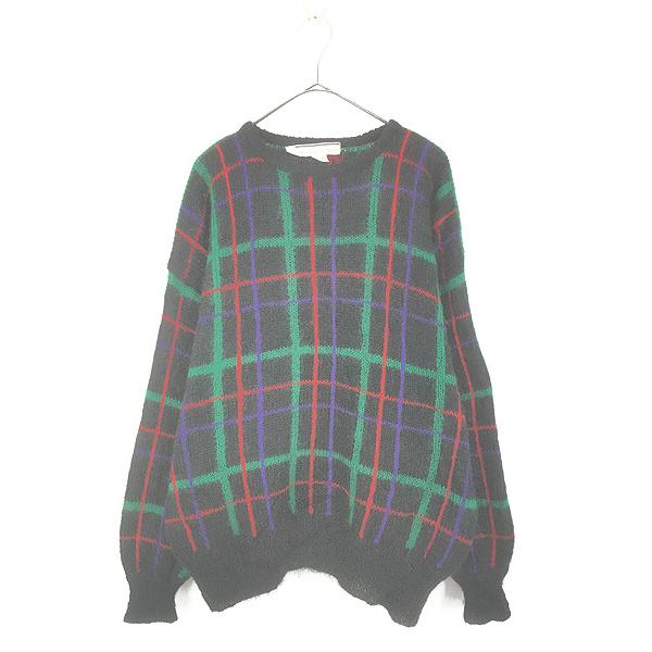 古着 90s White Wheeler & Martha ネオン チェック ブラック シャギー