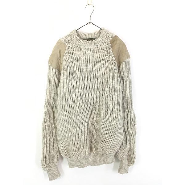 古着 80-90s 英国製 Niffi 本革 スエード パッチ 畦編み ローゲージ