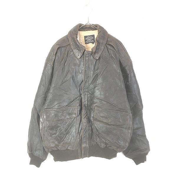 希少 USA製 80-90s Lサイズ AVIREX A-2 フライトジャケット 90s USA製 AVIREXアヴィレックス A-2 フライト レザージャケット 44R