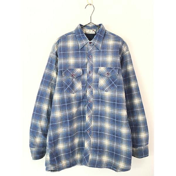 古着 80s Huntng Club ブルー オンブレ シャドー チェック パデッド