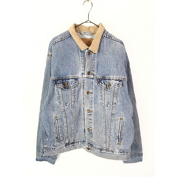 USA製 90s Levi's コーデュロイ トラッカージャケット Big E 古着 90s USA製 Levi's 75558-0325 コーデュロイ襟 ブルー デニム