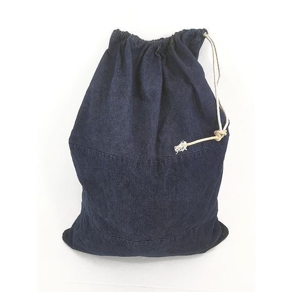 雑貨 古着 60-70s ミミ付 濃紺 インディゴ デニム 巾着型 ランドリー バッグ マチなし 雑貨 古着 60-70s ミミ付 濃紺 インディゴ デニム 巾着型 ランドリー