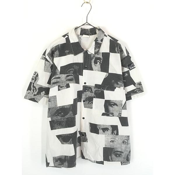 数量限定　JIMMY'z ESOW コラボ半袖シャツ　L グラフィック　チェック 古着 90s USA製 JIMMY'Z 超名作 「Zoom Eye」 マルチ フォト
