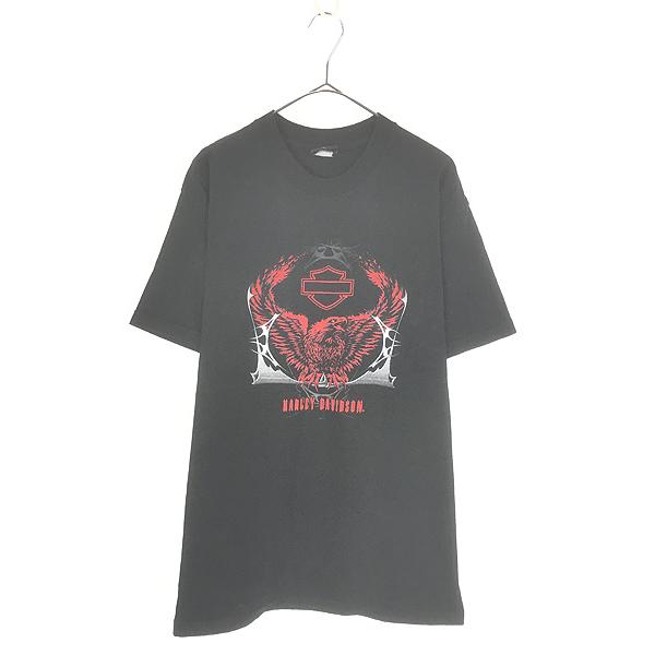 古着 00s USA製 HARLEY DAVIDSON レッド&メタル イーグル Tシャツ L