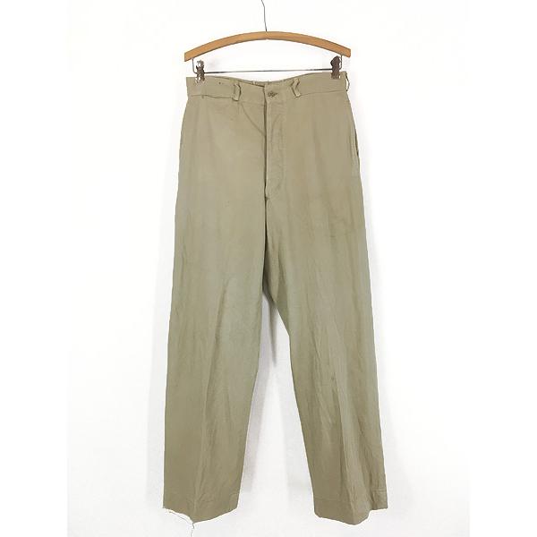 古着 50s 米軍 USMC 「Cotton Uniform Twill Khaki」 ミリタリー ボタンフライ コットン チノ パンツ チノパン ストレート W30 L31 古着 50s 米軍 USMC 「Cotton Uniform Twill Khaki」 ミリタリー