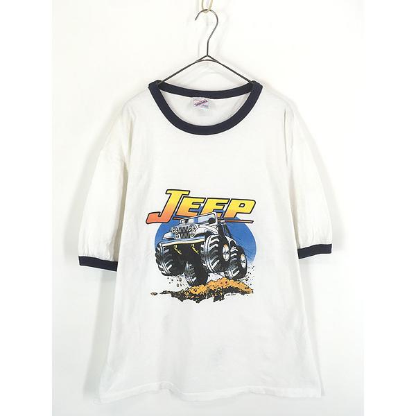 古着 90s USA製 Jeep 自動車 企業 リンガー Tシャツ XL : 古着屋