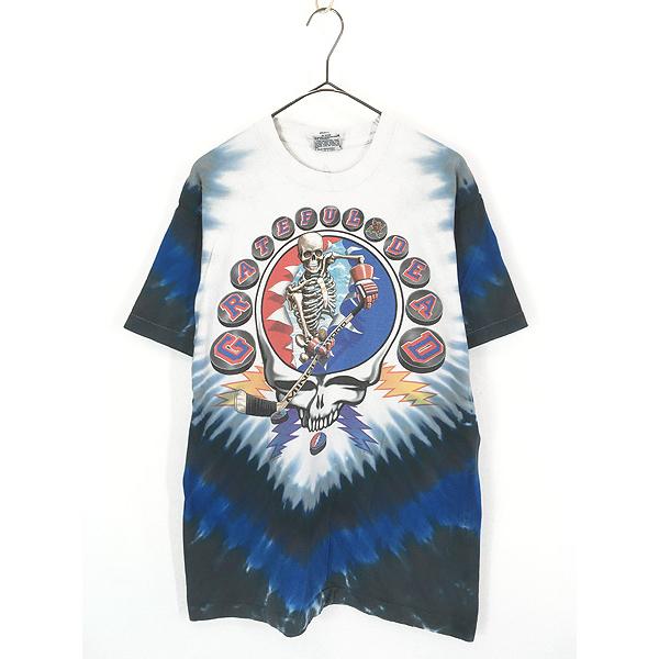 古着 90s USA製 Grateful Dead 「Minglewood」 ホッケー スカル デッドヘッド サンダー ロック バンド タイダイ Tシャツ L 古着 90s USA製 Grateful Dead 「Minglewood」 ホッケー スカル デッド