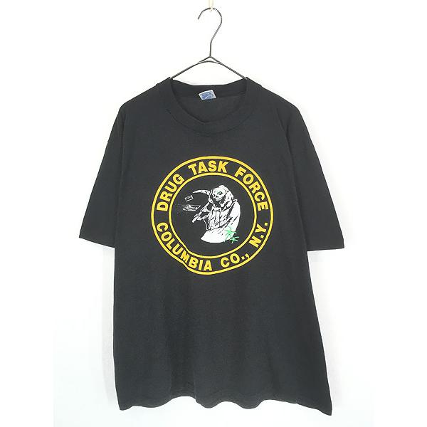 古着 90s USA製 DTF DRUG TASK FORCE COLUMBIA CO ドラッグ スカル T