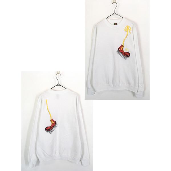 古着 90-00s McDonald's マクドナルド ドナルド 肩掛け スケート シューズ だまし絵 スウェット トレーナー XL 古着 古着 90-00s McDonald's マクドナルド ドナルド 肩掛け スケート